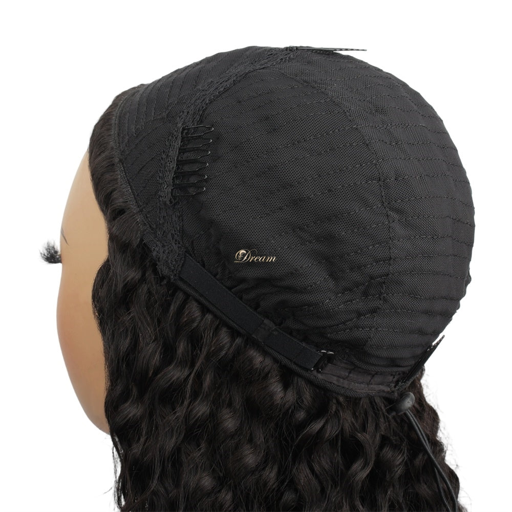200% 3 In 1 Curly Texture Breathable Cap Half Wig Natural Color