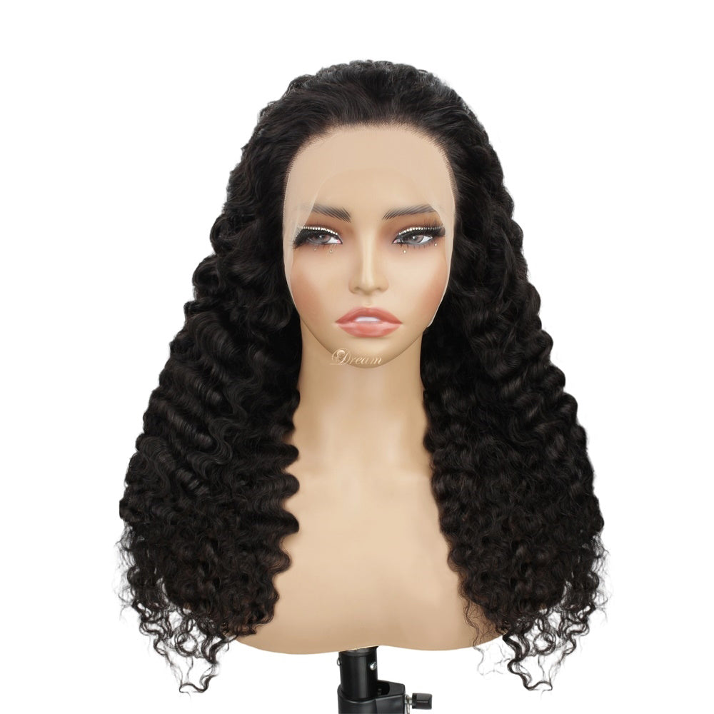 13x4 Transparent Lace Burmese Curly Closure Human Hair Wig
