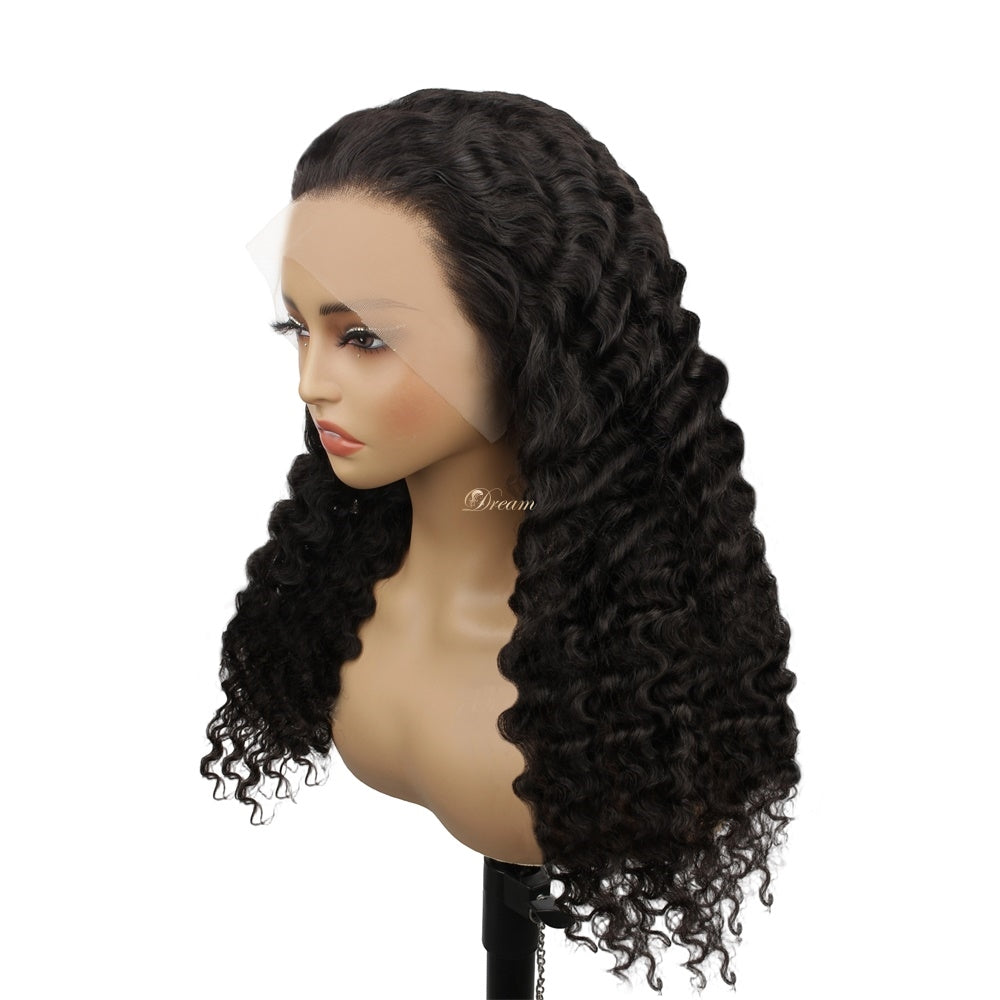 13x4 Transparent Lace Burmese Curly Closure Human Hair Wig