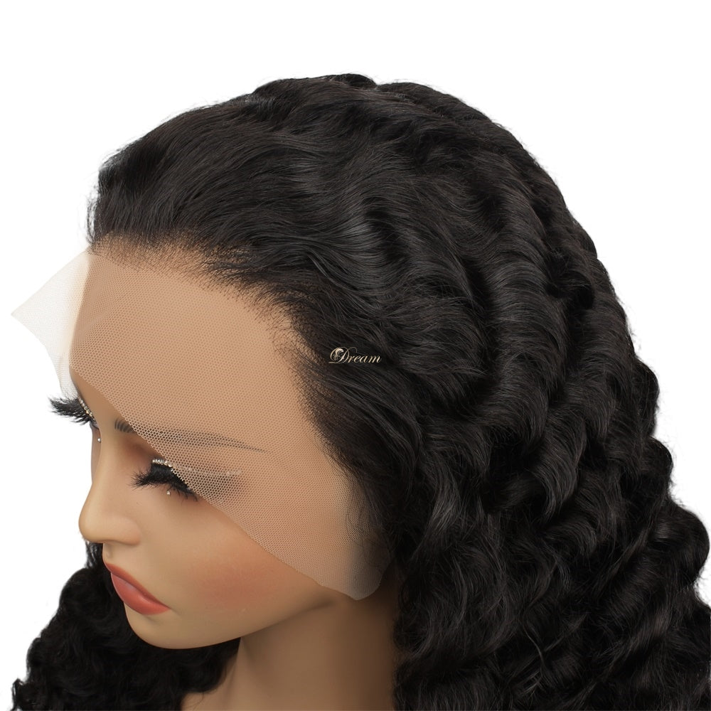 13x4 Transparent Lace Burmese Curly Closure Human Hair Wig