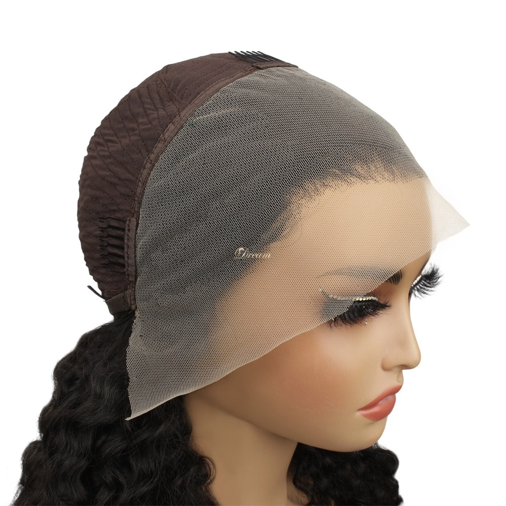 13x4 Transparent Lace Burmese Curly Closure Human Hair Wig