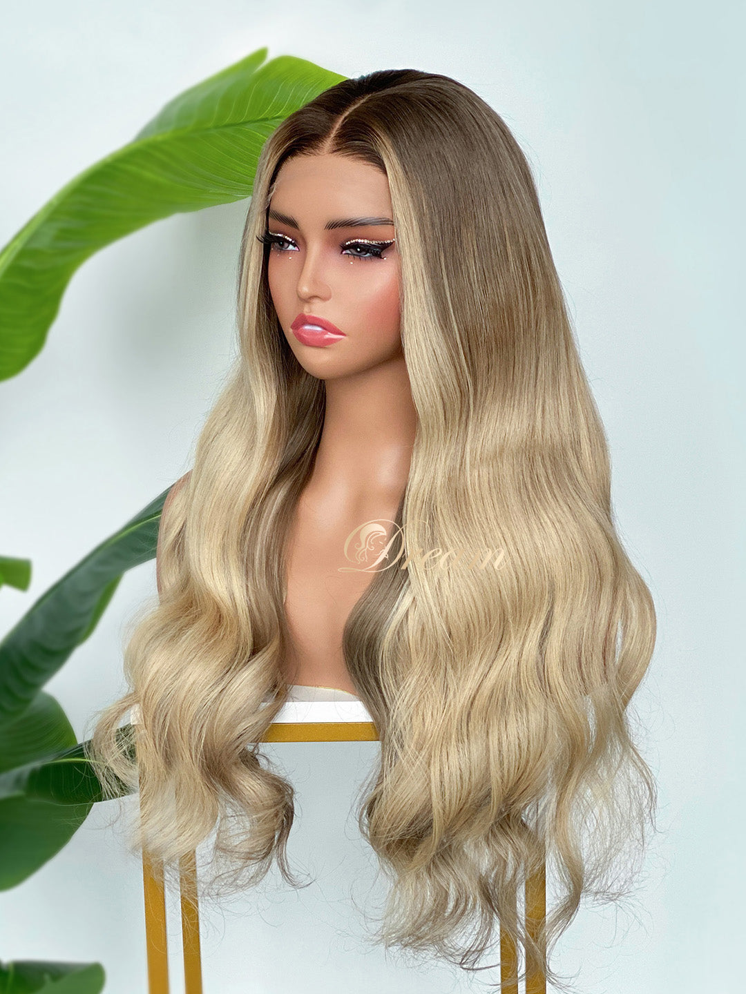 BL-01 Rooted Beige Blonde Body Wave Human Hair Wig