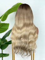 BL-01 Rooted Beige Blonde Body Wave Human Hair Wig