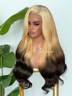 BL-04 Blonde Black Ombre Body Wave Human Hair Wig