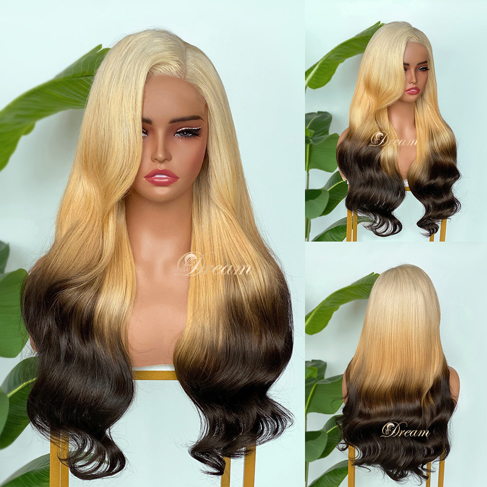 BL-04 Blonde Black Ombre Body Wave Human Hair Wig