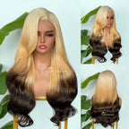 BL-04 Blonde Black Ombre Body Wave Human Hair Wig