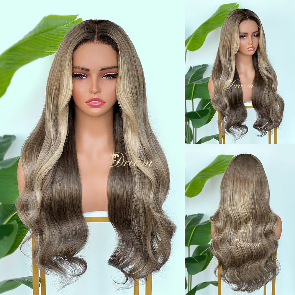 BL-05 Ash Beige Blonde Body Wave Human Hair Wig