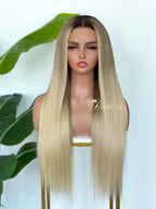 BL-08 Beige Blonde Straight Human Hair Wig