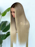 BL-08 Beige Blonde Straight Human Hair Wig