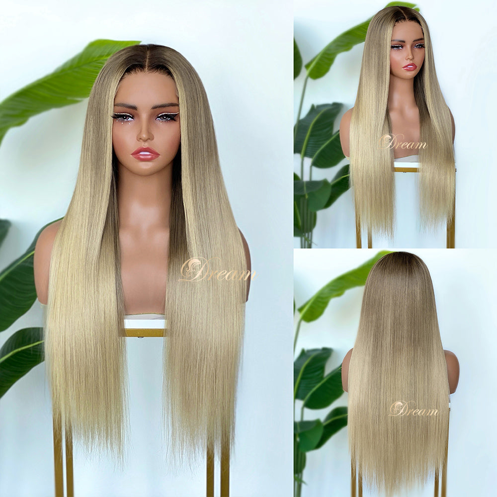 BL-08 Beige Blonde Straight Human Hair Wig
