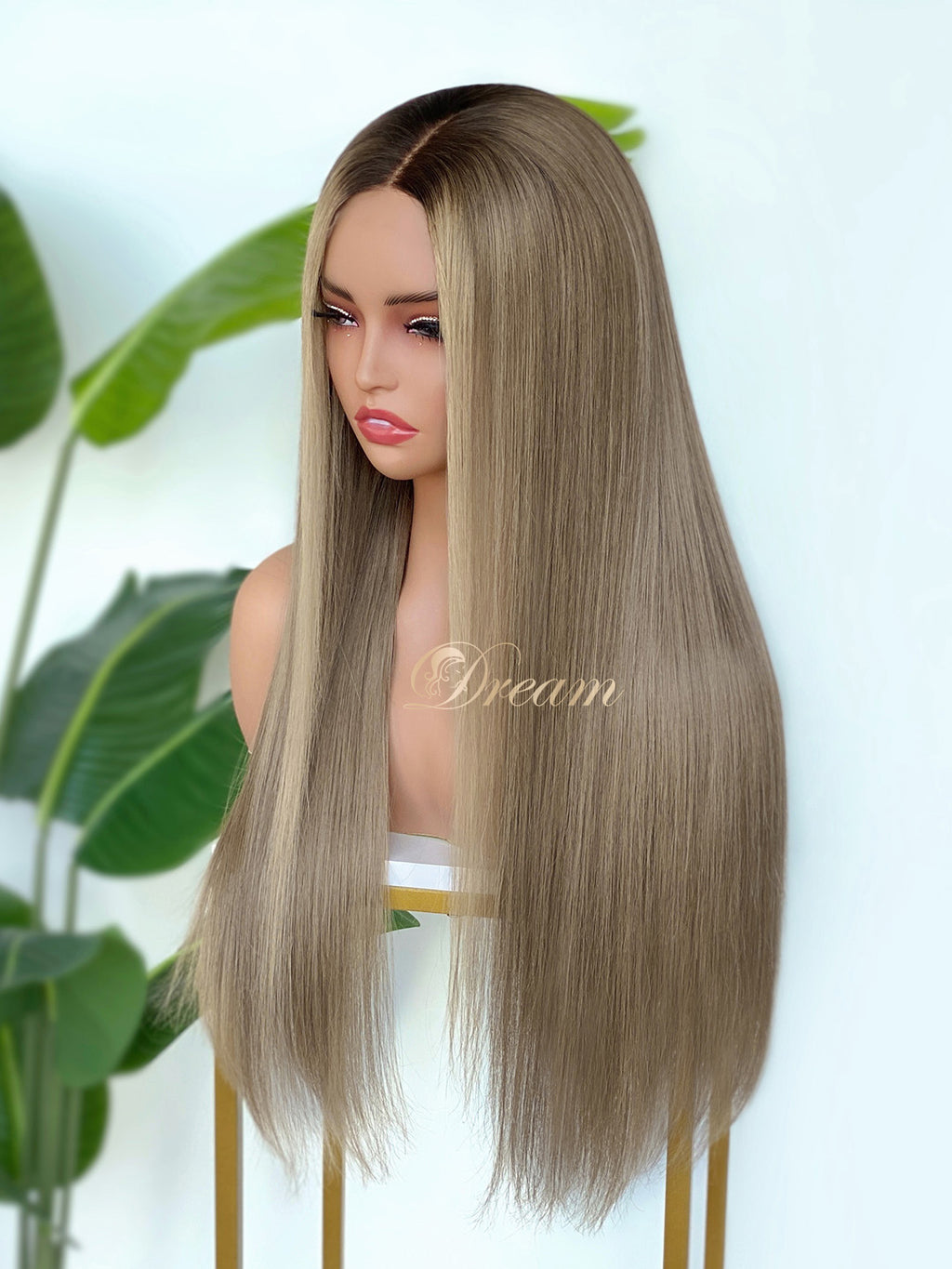 BL-10 Smoky Taupe Blonde Straight Human Hair Wig