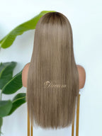 BL-10 Smoky Taupe Blonde Straight Human Hair Wig