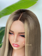 BL-10 Smoky Taupe Blonde Straight Human Hair Wig