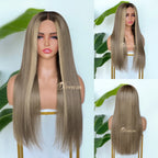 BL-10 Smoky Taupe Blonde Straight Human Hair Wig