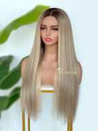 BL-11 Platinum Beige Blonde Straight Human Hair Wig
