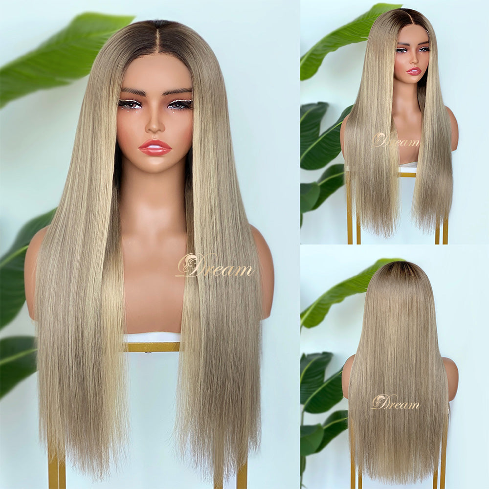 BL-11 Platinum Beige Blonde Straight Human Hair Wig
