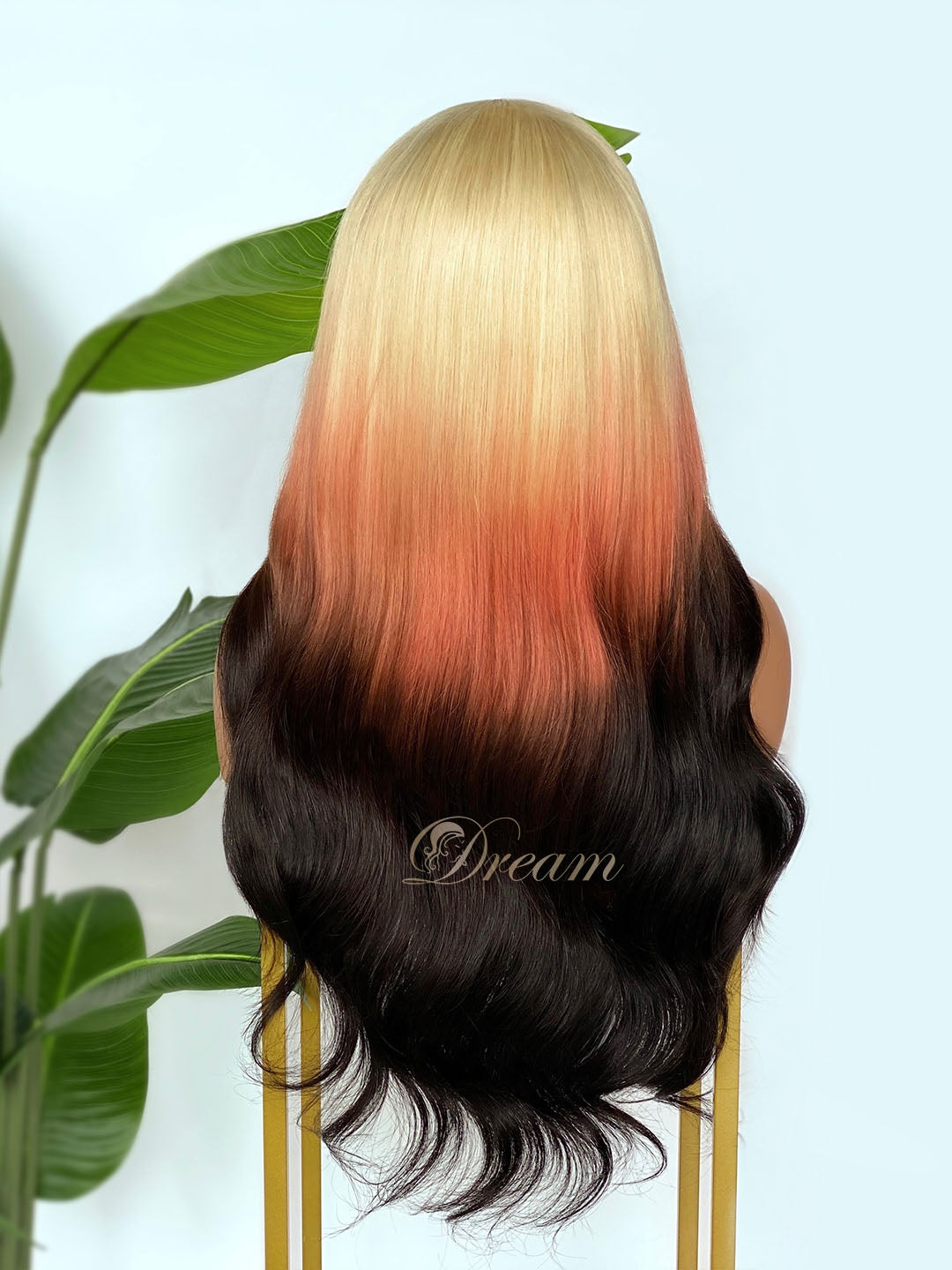 BL-12 Blonde Copper Black Ombre Body Wave Human Hair Wig