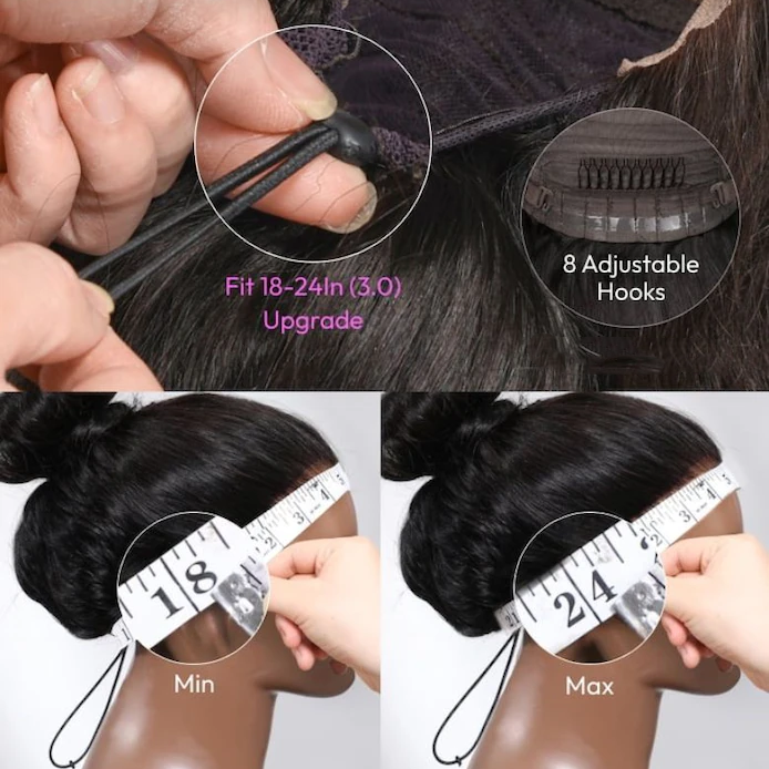 Put On & Go Wig Pre Pluck 7x5 Glueless Lace Black Straight Wig With Elastic