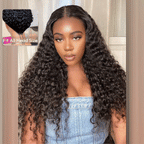 Put Everything Wig Pre Pluck 13x4 Glueless Lace Black Wavy Wig With Elastic
