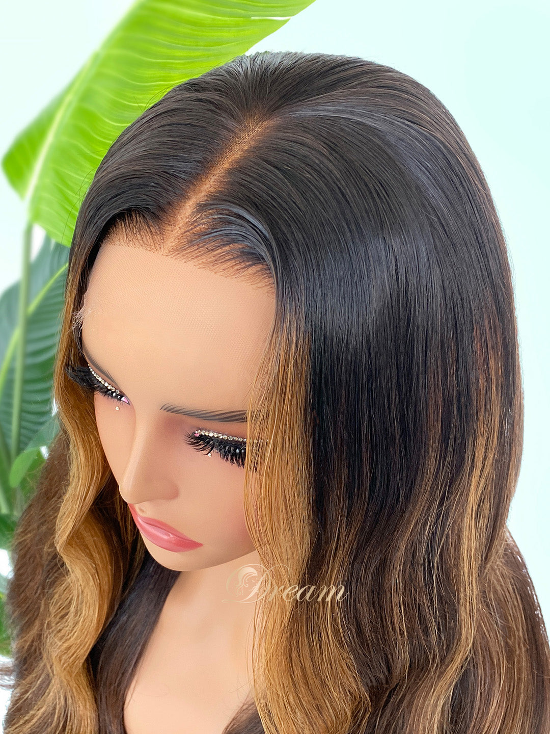 L1-01 Dark Chocolate Caramel Balayage Body Wave Human Hair Wig