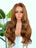 L1-02 Warm Copper Brown Body Wave Human Hair Wig