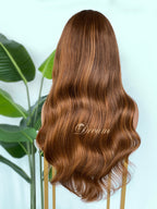 L1-02 Warm Copper Brown Body Wave Human Hair Wig