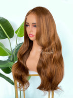 L1-02 Warm Copper Brown Body Wave Human Hair Wig