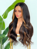 L1-04 Deep Chocolate Brown Body Wave Human Hair Wig