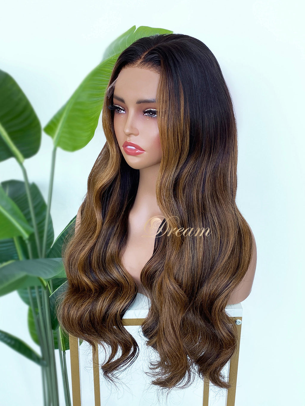 L1-05 Chocolate Caramel Balayage Body Wave Human Hair Wig