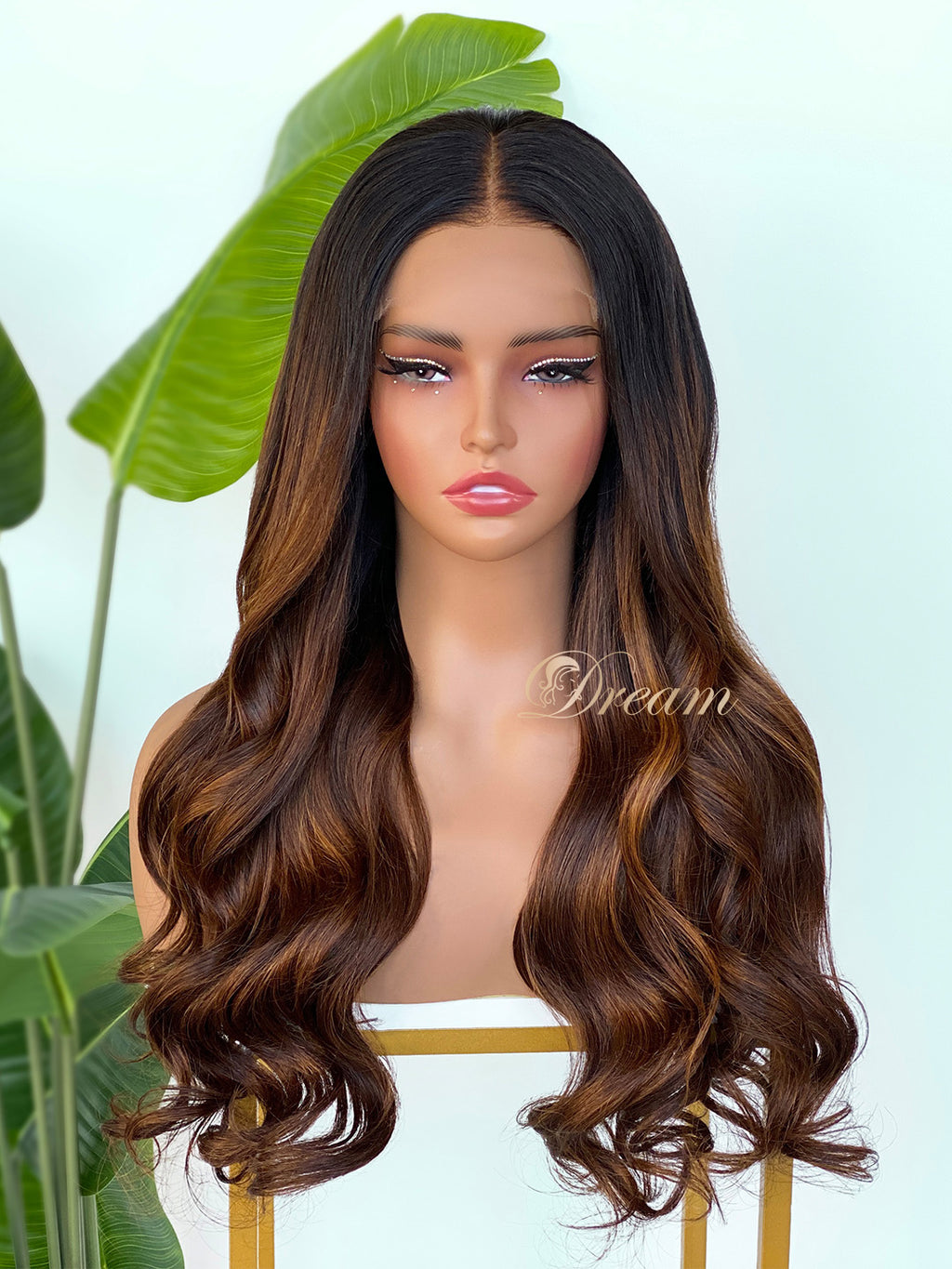 L1-07 Dark Chocolate Brown Balayage Body Wave Human Hair Wig