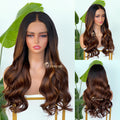 L1-07 Dark Chocolate Brown Balayage Body Wave Human Hair Wig
