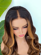 L1-08 Chocolate Brown Honey Balayage Body Wave Human Hair Wig