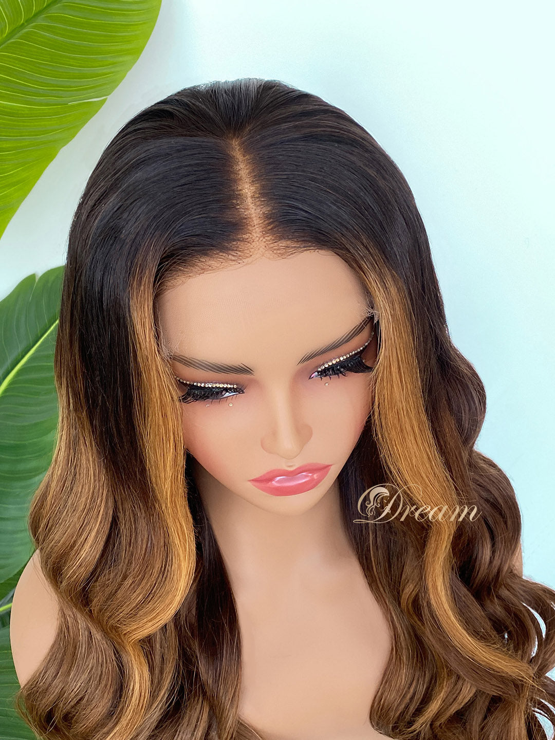 L1-08 Chocolate Brown Honey Balayage Body Wave Human Hair Wig