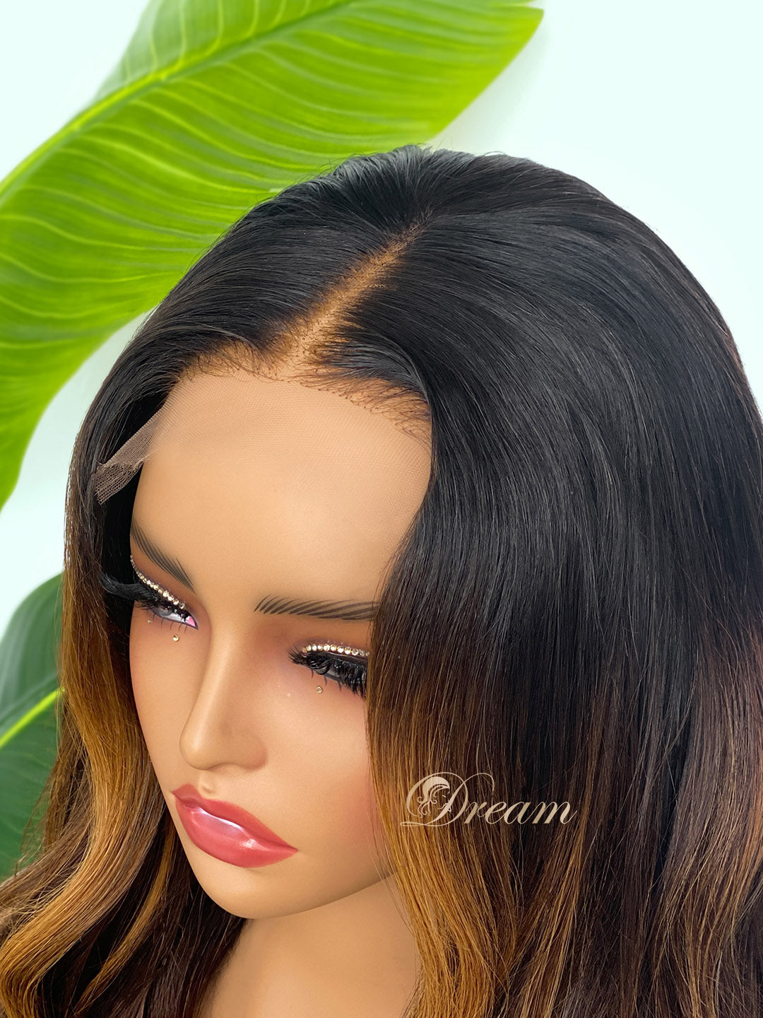 L1-09 Dark Brown Caramel Balayage Body Wave Human Hair Wig