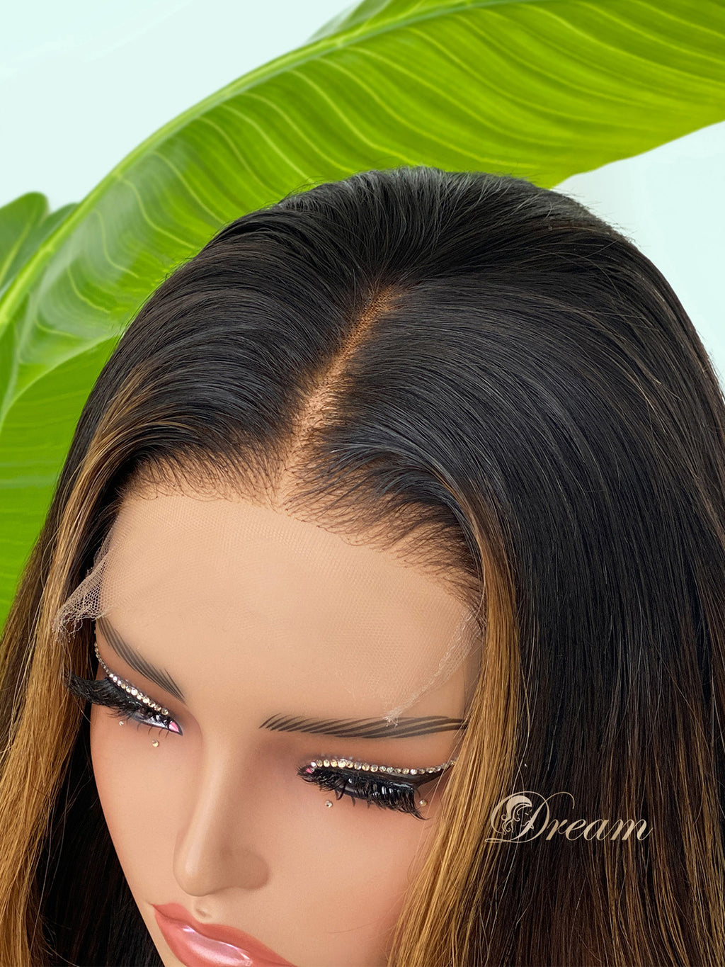 L1-11 Dark Brown Chestnut Highlight Body Wave Human Hair Wig
