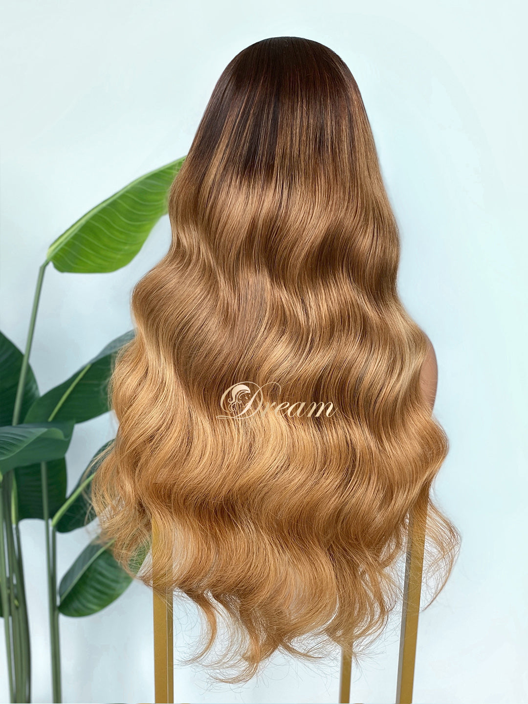 L2-01 Rooted Honey Caramel Body Wave Human Hair Wig