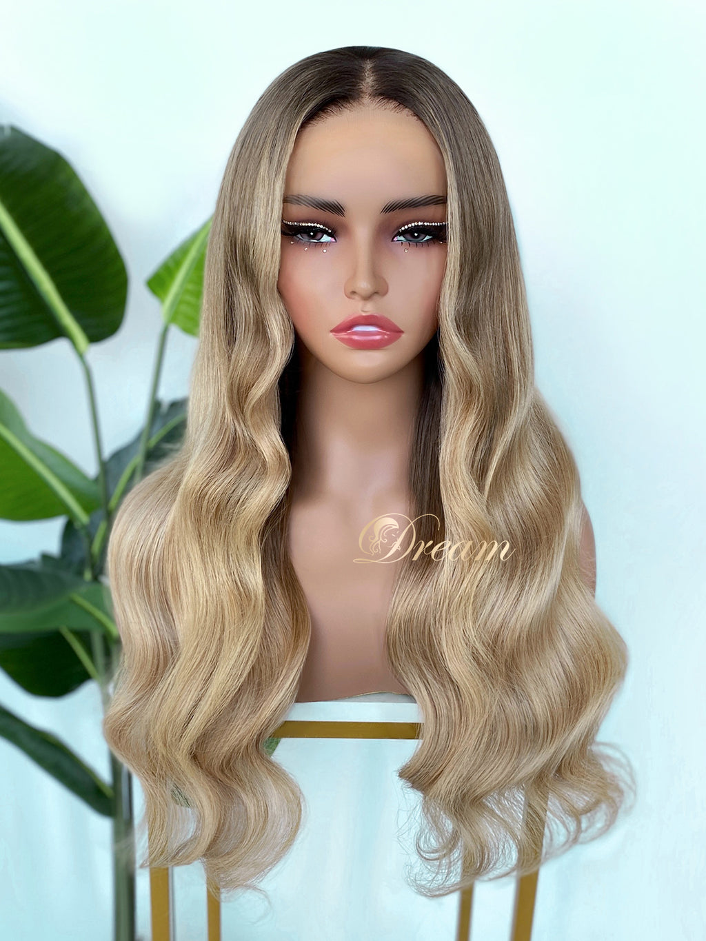 L2-02 Beige Honey Blonde Body Wave Human Hair Wig