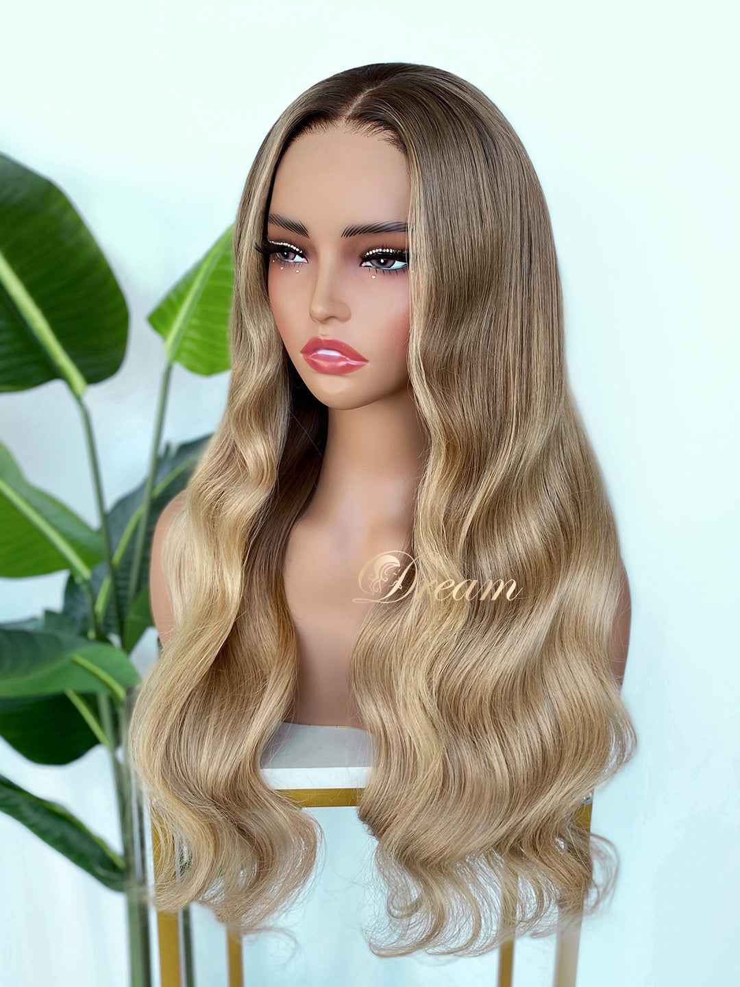 L2-02 Beige Honey Blonde Body Wave Human Hair Wig