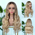L2-02 Beige Honey Blonde Body Wave Human Hair Wig
