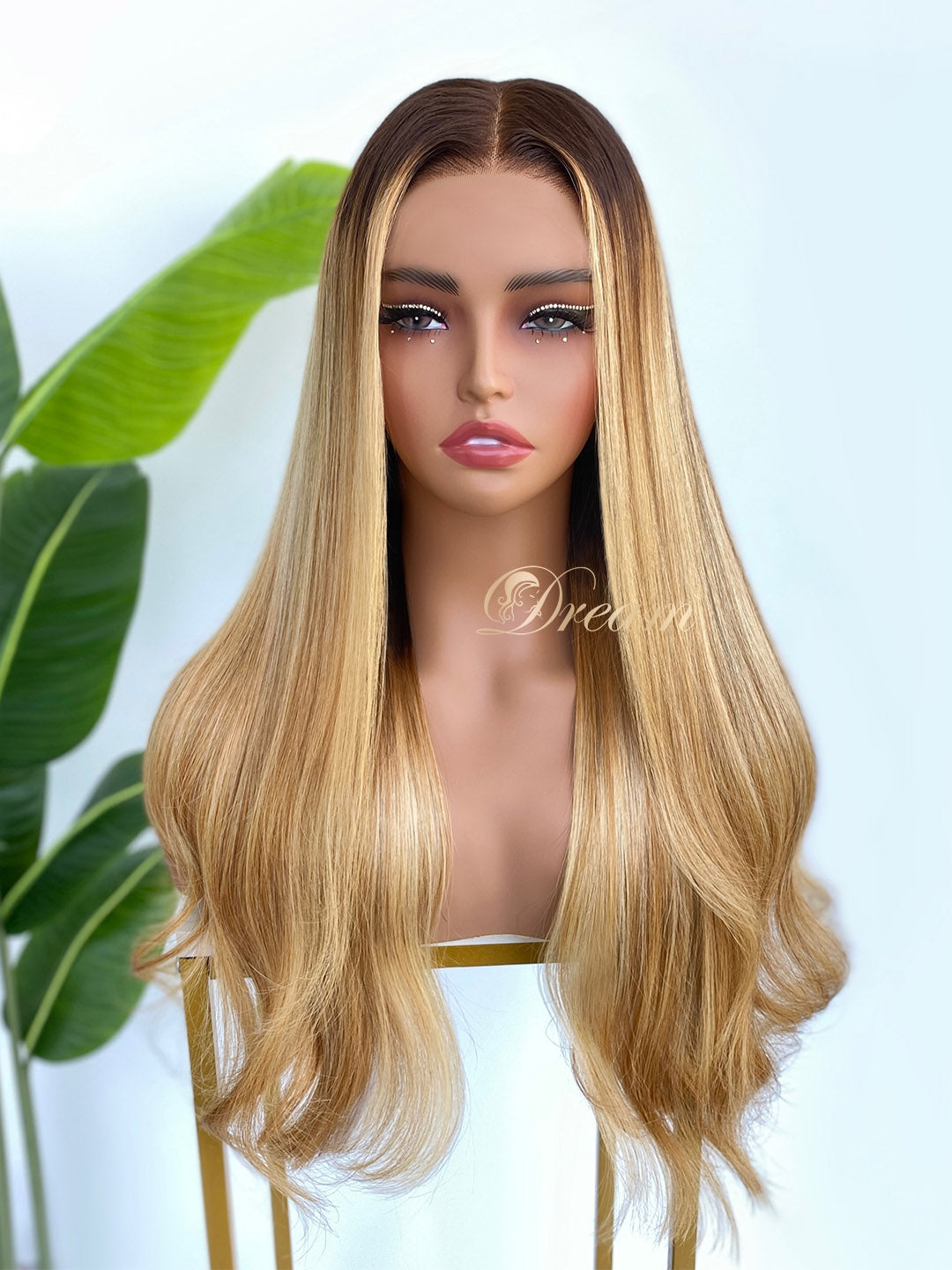 L2-04 Rooted Golden Beige Blonde Body Wave Human Hair Wig