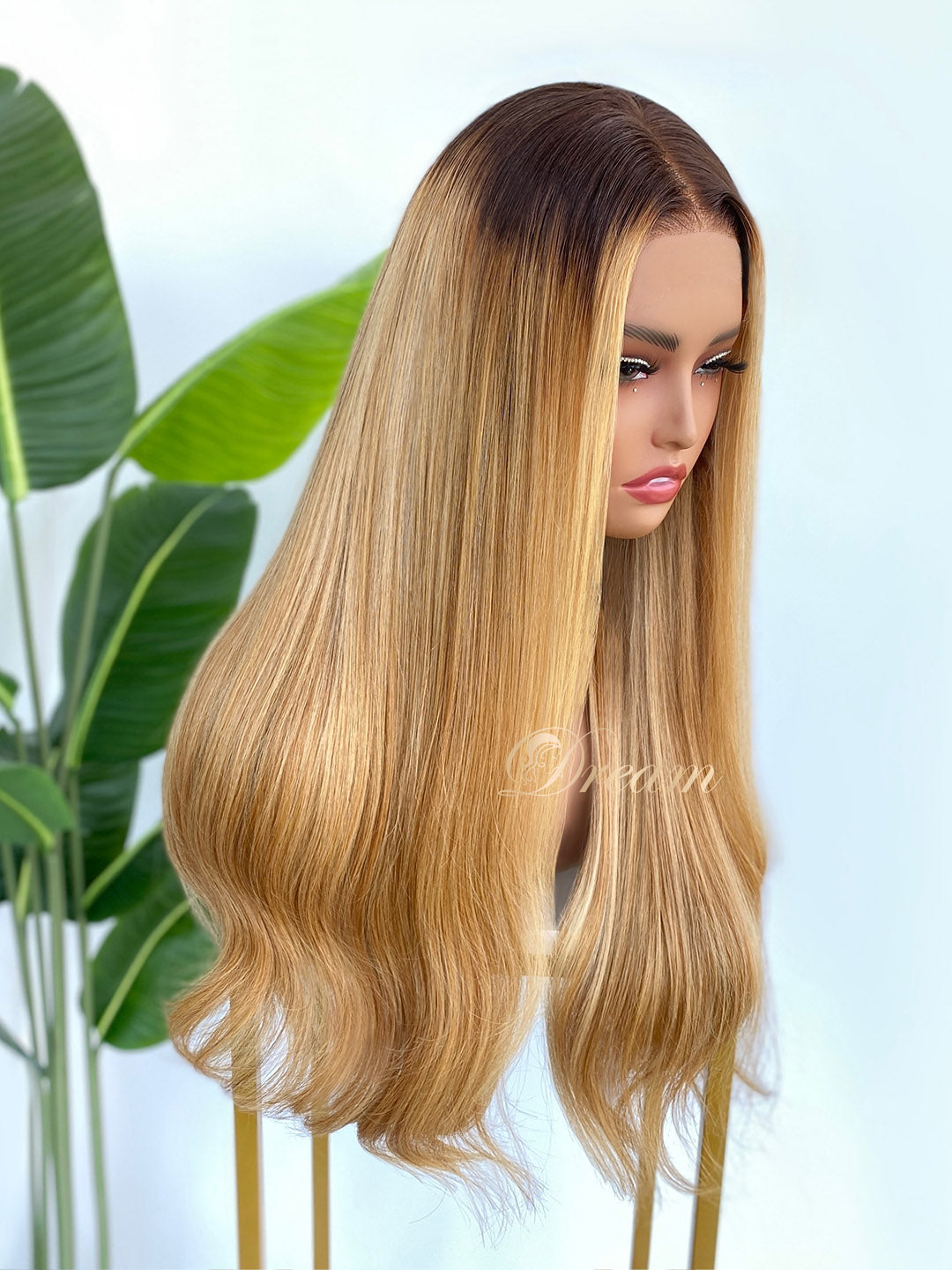 L2-04 Rooted Golden Beige Blonde Body Wave Human Hair Wig