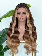 L2-05 Chocolate Caramel Balayage Body Wave Human Hair Wig