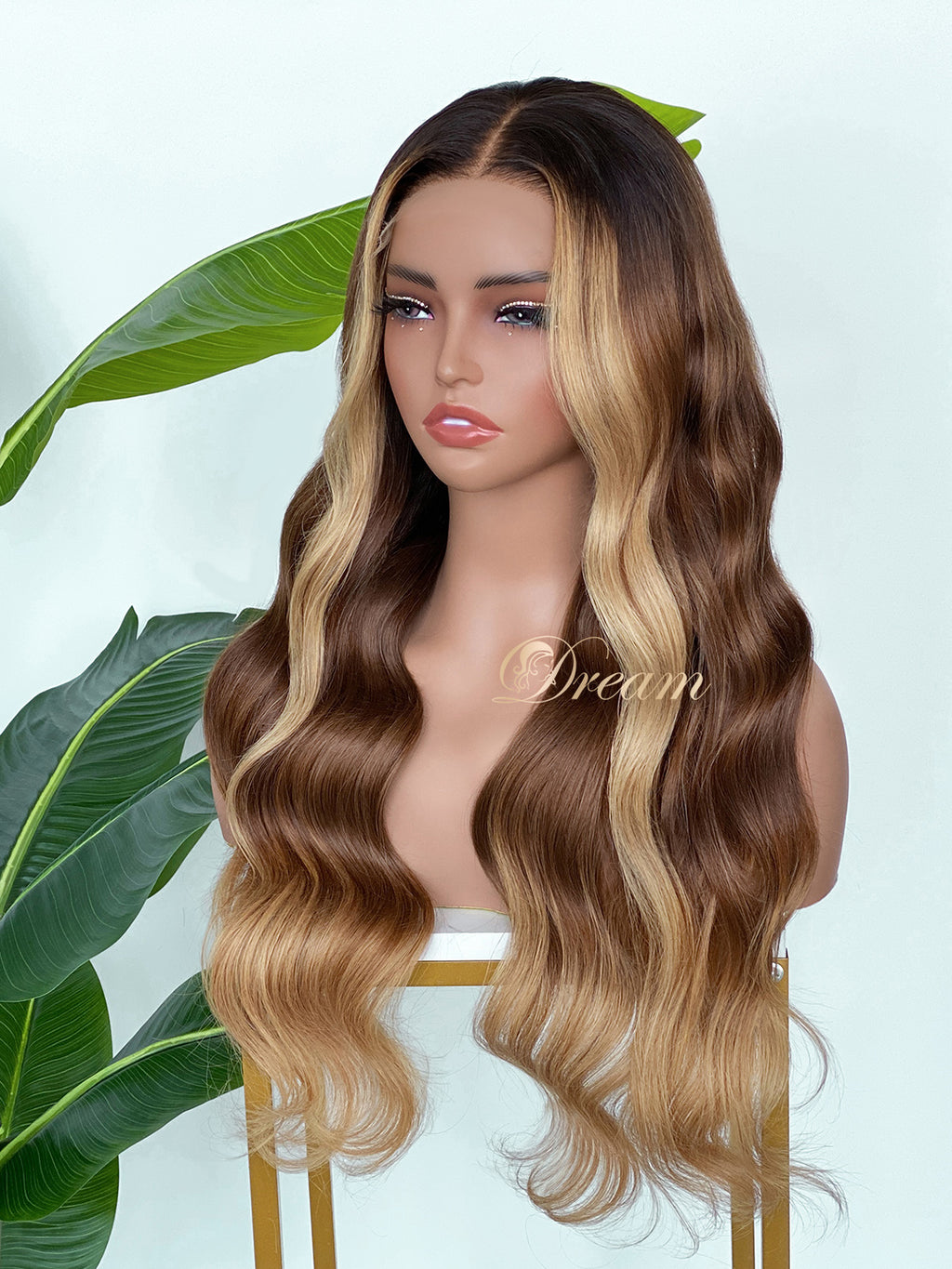 L2-05 Chocolate Caramel Balayage Body Wave Human Hair Wig