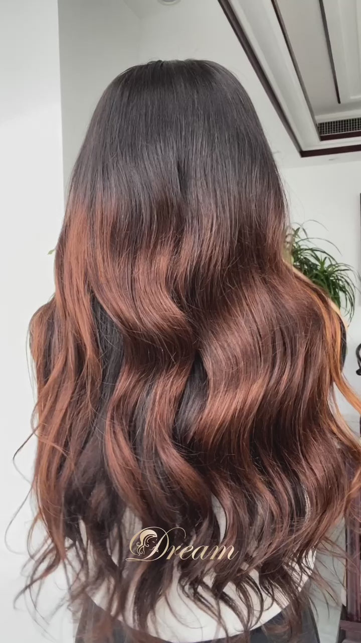 L1-04 Deep Chocolate Brown Body Wave Human Hair Wig