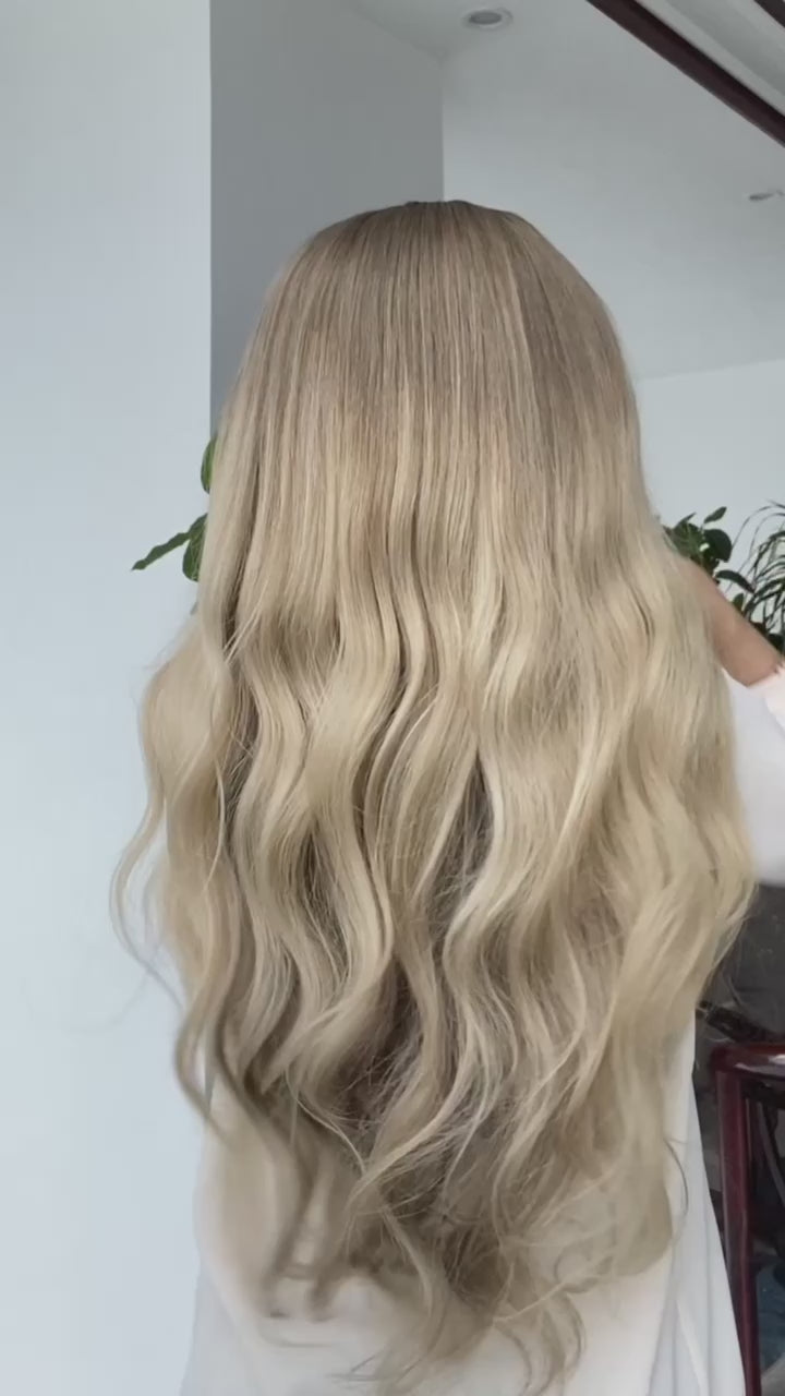 BL-01 Rooted Beige Blonde Body Wave Human Hair Wig