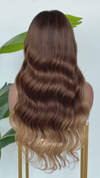 L2-05 Chocolate Caramel Balayage Body Wave Human Hair Wig