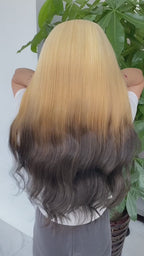BL-04 Blonde Black Ombre Body Wave Human Hair Wig
