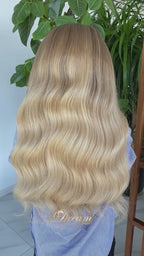L2-02 Beige Honey Blonde Body Wave Human Hair Wig