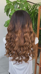 L1-08 Chocolate Brown Honey Balayage Body Wave Human Hair Wig