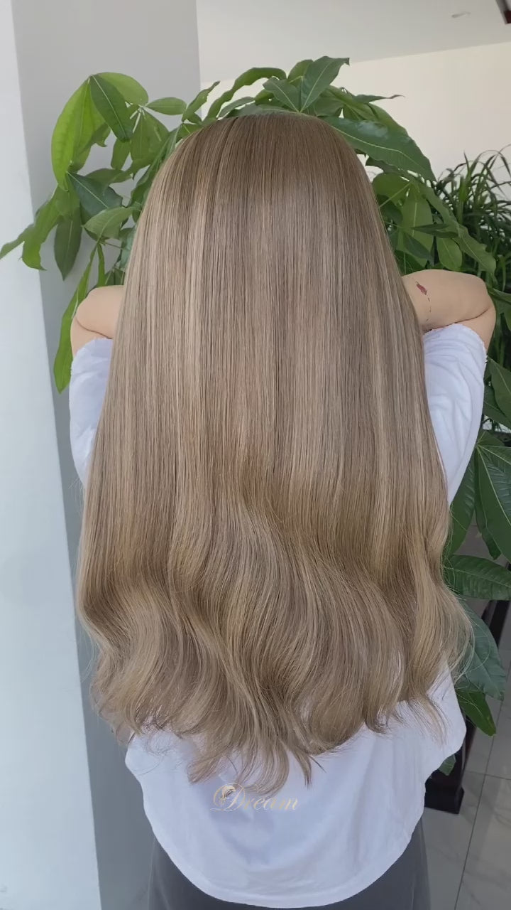 BL-09 Ash Beige Blonde Straight Human Hair Wig